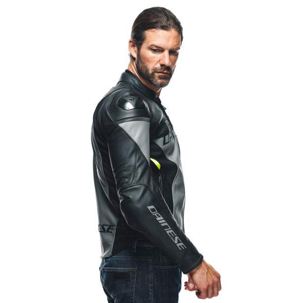 racing-4-leather-jacket-charcoal-gray-black image number 2