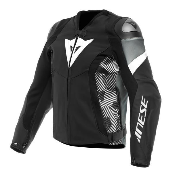 avro-5-leather-jacket-black-white-anthracite image number 0